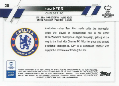 2022 Topps Chrome UCC Women's Sam Kerr #20 Chelsea F.C. Women