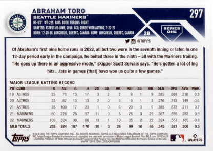 2023 Topps Series 1 Abraham Toro Seattle Mariners #297