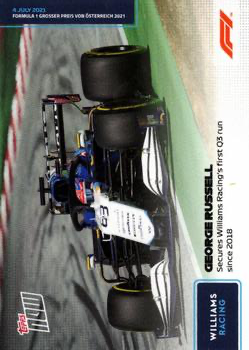 2021 Topps Now Formula 1 George Russell #028 Williams Racing Williams Racing