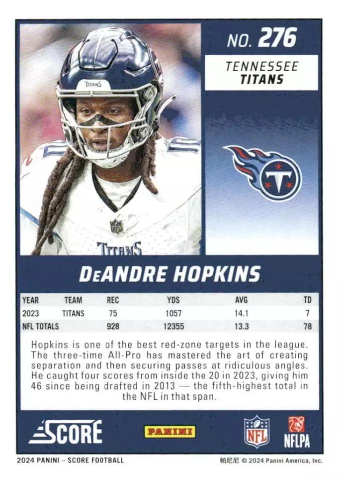 2024 Panini Score Football DeAndre Hopkins Tennessee Titans #276