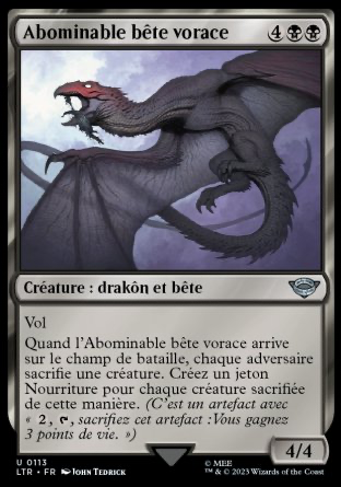 2023 Magic MTG Le Seigneur des Anneaux Abominable bête vorace LTR #113
