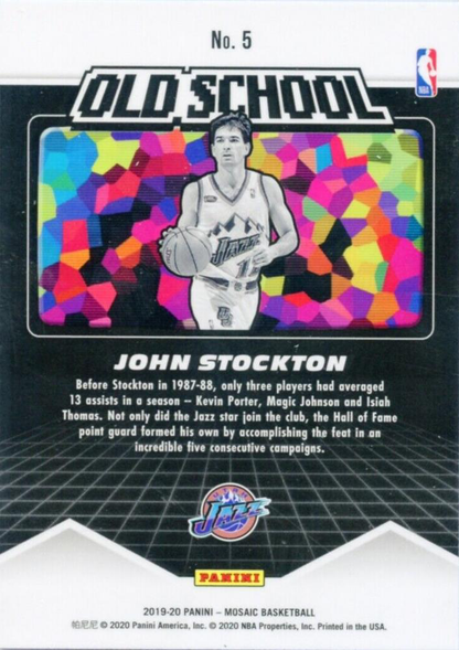 2019 Panini Mosaic Old School John Stockton #5 Utah Jazz