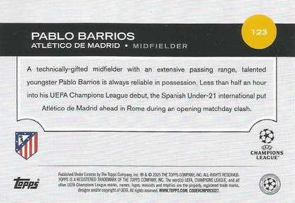 2024 Topps UCC Pablo Barrios #123 Atletico Madrid