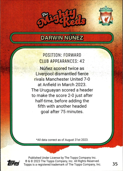 2023 Topps Liverpool Team Set Darwin Nunez MR #35 Liverpool