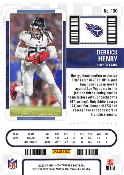 2022 Panini Contenders Derrick Henry Tennessee Titans #100