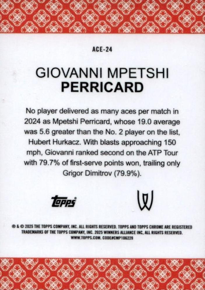 2025 Topps Chrome Tennis Aces Giovanni Mpetshi Perricard RC #ACE-24