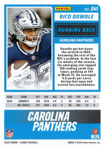 2025 Panini Score Rico Dowdle #241 Carolina Panthers