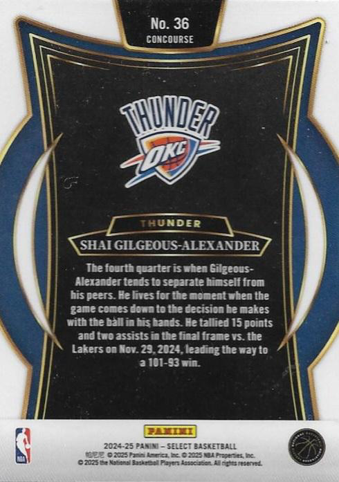 2024 Panini Select Shai Gilgeous-Alexander Blue #36 Oklahoma City Thunder