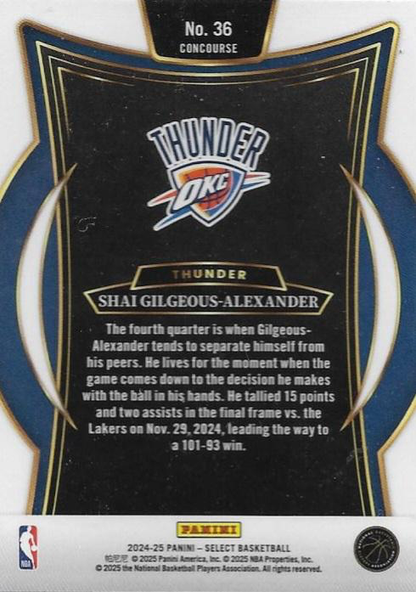 2024 Panini Select Shai Gilgeous-Alexander Blue #36 Oklahoma City Thunder