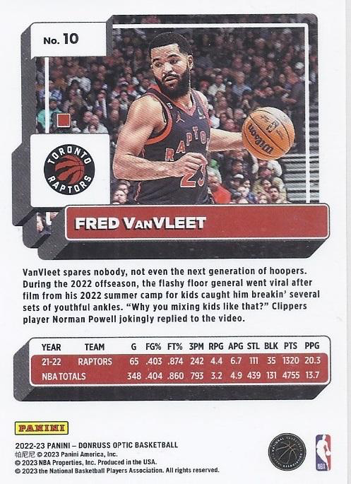2022 Panini Donruss Optic Fred VanVleet #10 Toronto Raptors