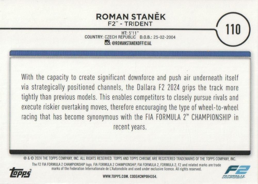 2024 Topps Chrome Formula 1 Roman Stanek F2C #110 Trident