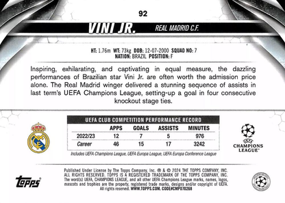 2023 Topps UCC Vini Jr. #92 Real Madrid CF