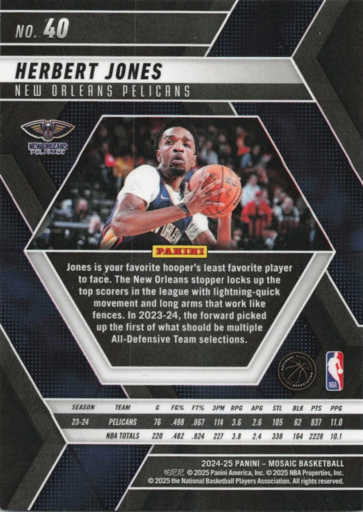 2024 Panini Mosaic Herbert Jones #40 New Orleans Pelicans
