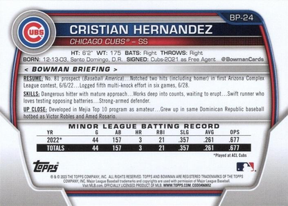 2023 Topps Bowman Paper Prospects Cristian Hernandez Chicago Cubs #BP-24