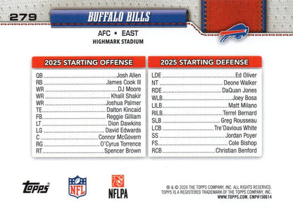 2026 Topps Flagship Team Card #279 Buffalo Bills