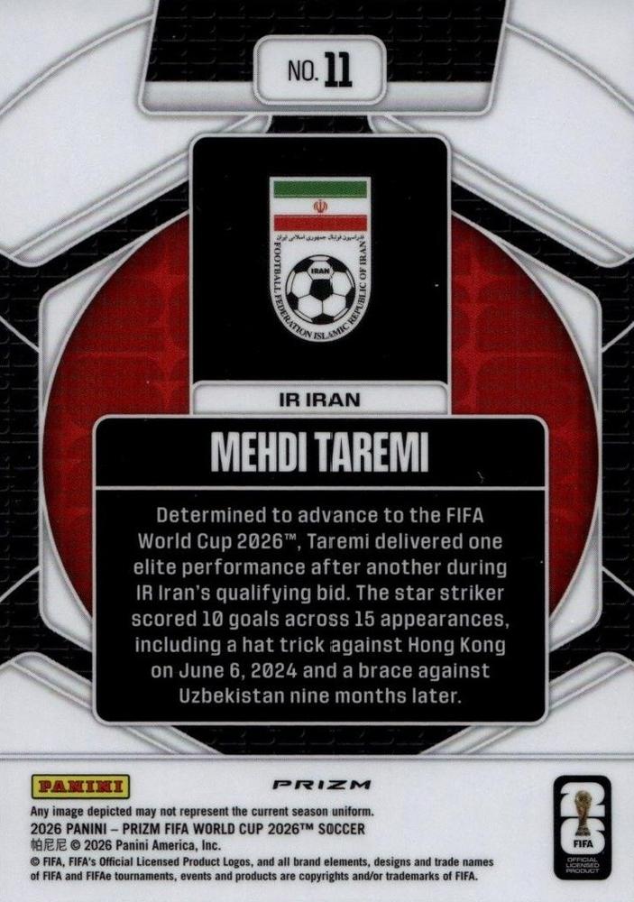 2026 Panini Prizm World Cup Trophy Hunting Mehdi Taremi #11 Iran