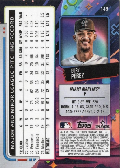 2024 Topps Chrome Cosmic Eury Pérez #149 Miami Marlins