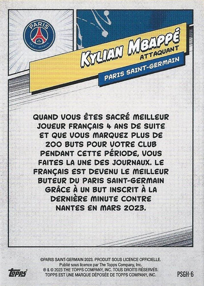 2023 Topps PSG Fan Set Heroes Kylian Mbappé #PSGH-6 Paris Saint-Germain