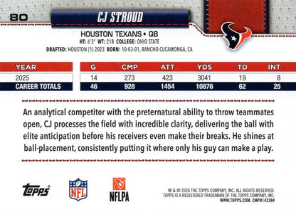 2026 Topps Flagship CJ Stroud #80 Houston Texans