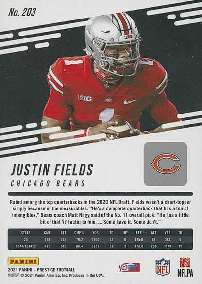 2021 Panini Prestige Justin Fields RC #203 Chicago Bears