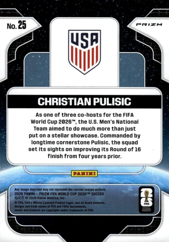 2026 Panini Prizm World Cup Global Reach Christian Pulisic #25 USA