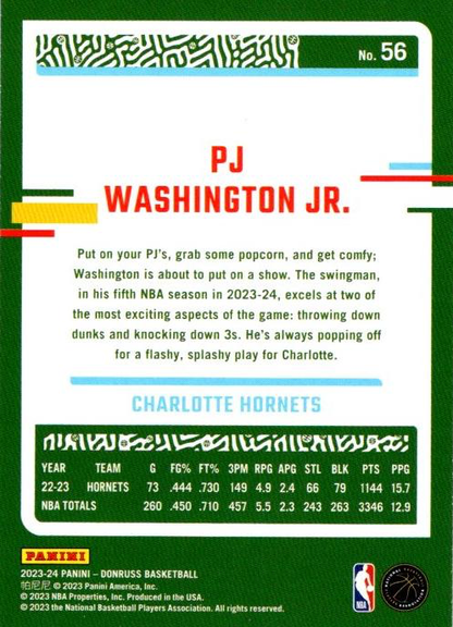 2023 Panini Donruss PJ Washington Jr. #56 Charlotte Hornets