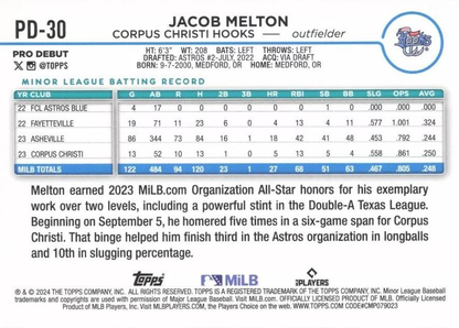 2024 Topps Pro Debut Jacob Melton #PD-30 Corpus Christi Hooks