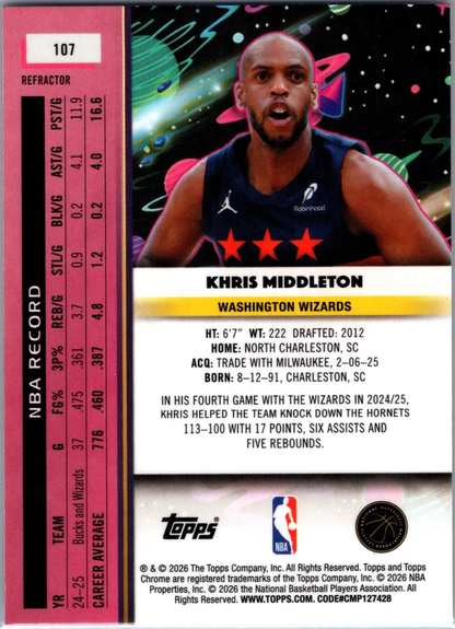 2025 Topps Chrome Cosmic Khris Middleton #107 Washington Wizards
