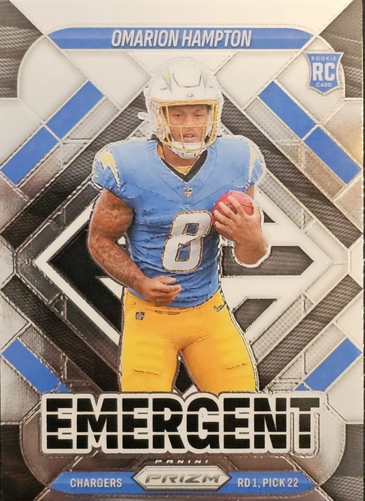 2025 Panini Prizm Emergent Omarion Hampton RC #9 Los Angeles Chargers