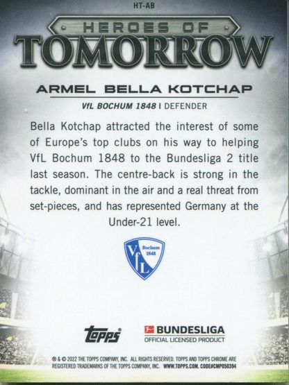 2021 Topps Chrome Bundesliga Heroes Armel Bella-Kotchap #HT-AB VfL Bochum 1848