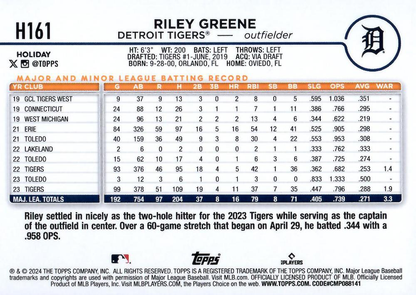 2024 Topps Holiday Riley Greene Detroit Tigers #H161