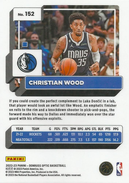 2022 Panini Donruss Optic Christian Wood #152 Dallas Mavericks