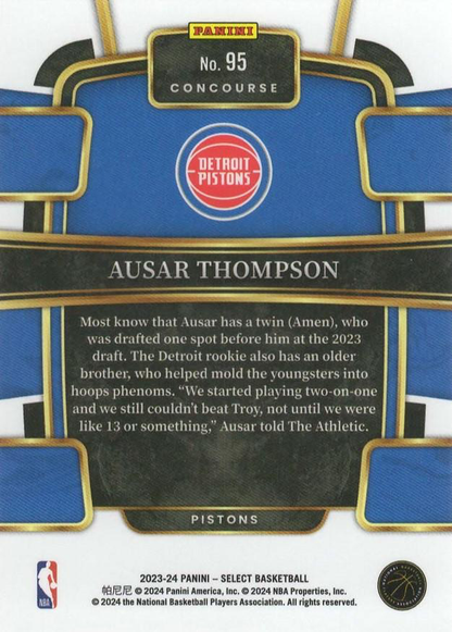 2023 Panini Select NBA Blue Ausar Thompson RC #95 Detroit Pistons