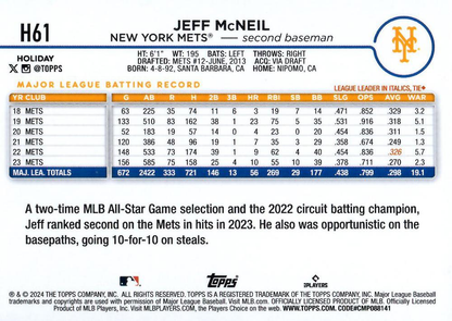 2024 Topps Holiday Jeff McNeil New York Mets #H61