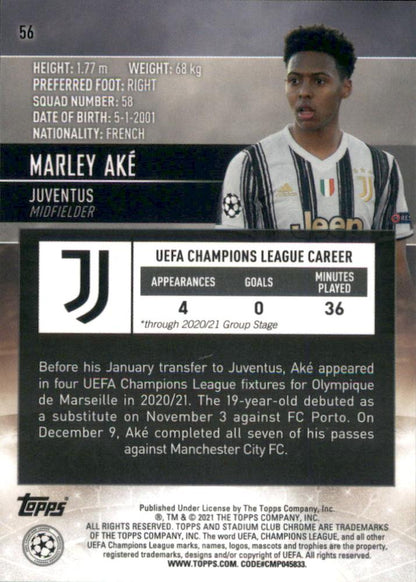 2020 Topps Stadium Club Chrome UCC RC Marley Aké #56 Juventus