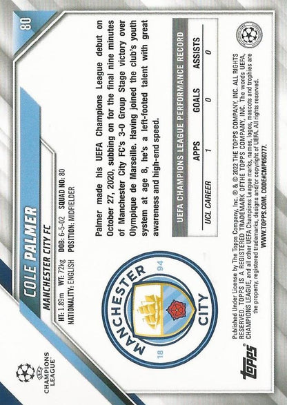 2021 Topps UCC RC Cole Palmer #80 Manchester City