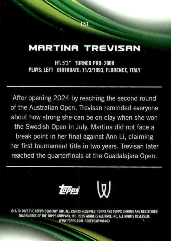 2025 Topps Chrome Tennis Geometric Martina Trevisan #151