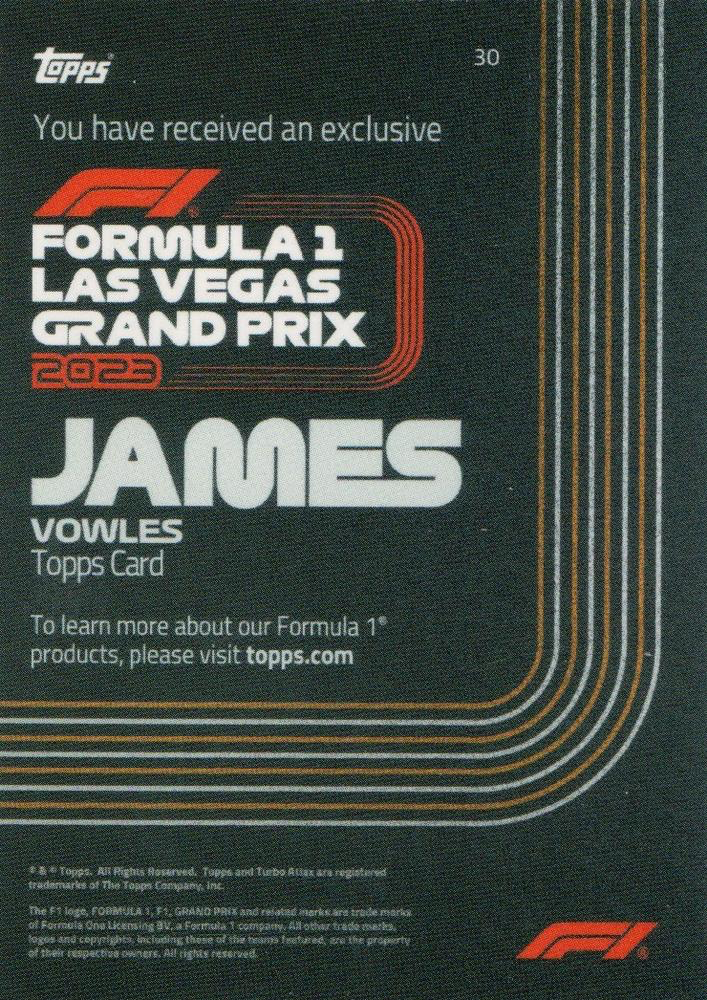 2023 Topps Las Vegas Grand Prix James Vowles #30 Williams Racing