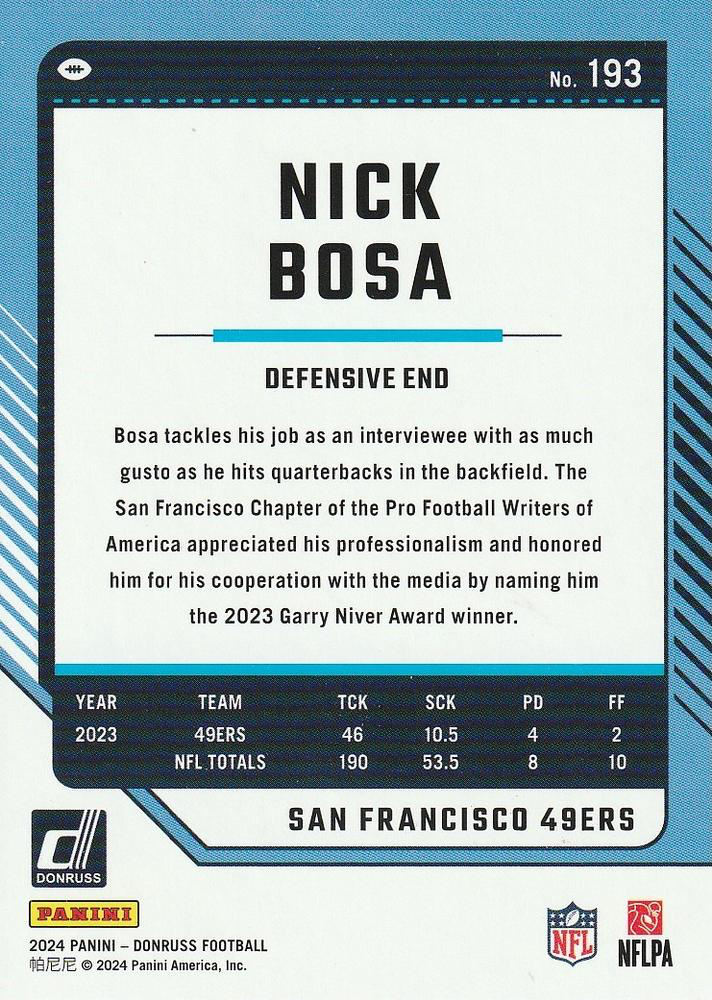 2024 Panini Donruss Nick Bosa San Francisco 49ers #193