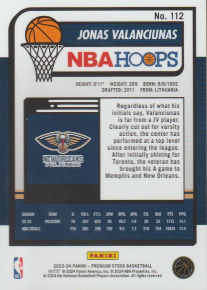 2023 Panini Premium Stock Jonas Valanciunas #112 New Orleans Pelicans