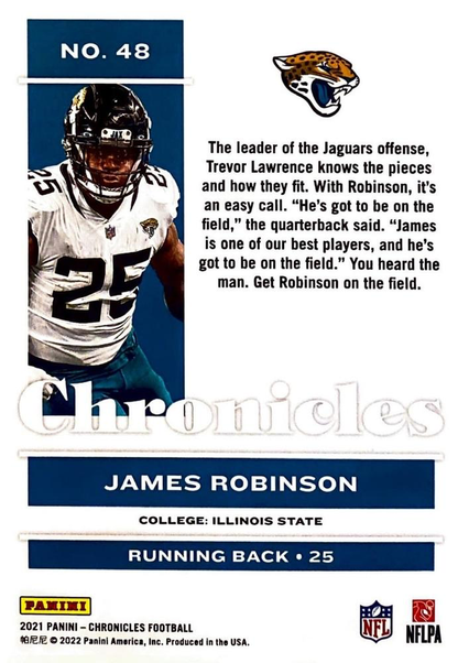 2021 Panini Chronicles James Robinson #48 Jacksonville Jaguars