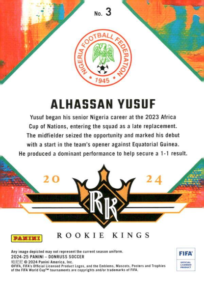2024 Panini Donruss Rookie Kings Alhassan Yusuf #3 Nigeria