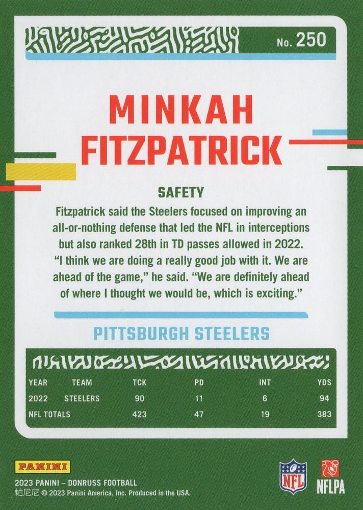 2023 Panini Donruss Minkah Fitzpatrick #250 Pittsburgh Steelers