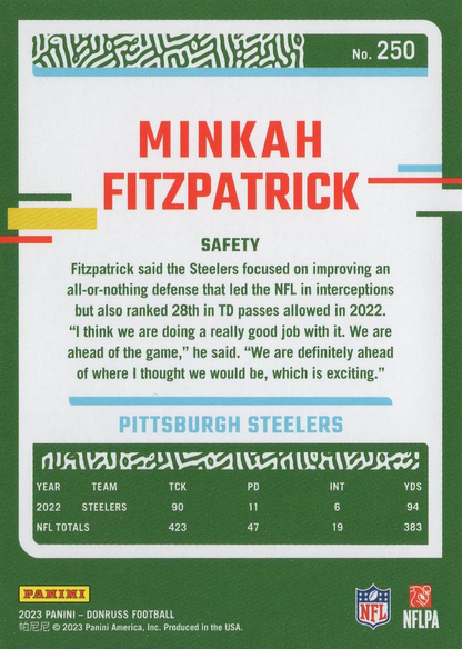 2023 Panini Donruss Minkah Fitzpatrick #250 Pittsburgh Steelers