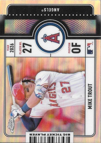 2026 Topps Chrome Big Ticket Players Mike Trout #BTP-1 Los Angeles Angels