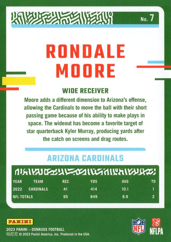 2023 Panini Donruss Rondale Moore #7 Arizona Cardinals