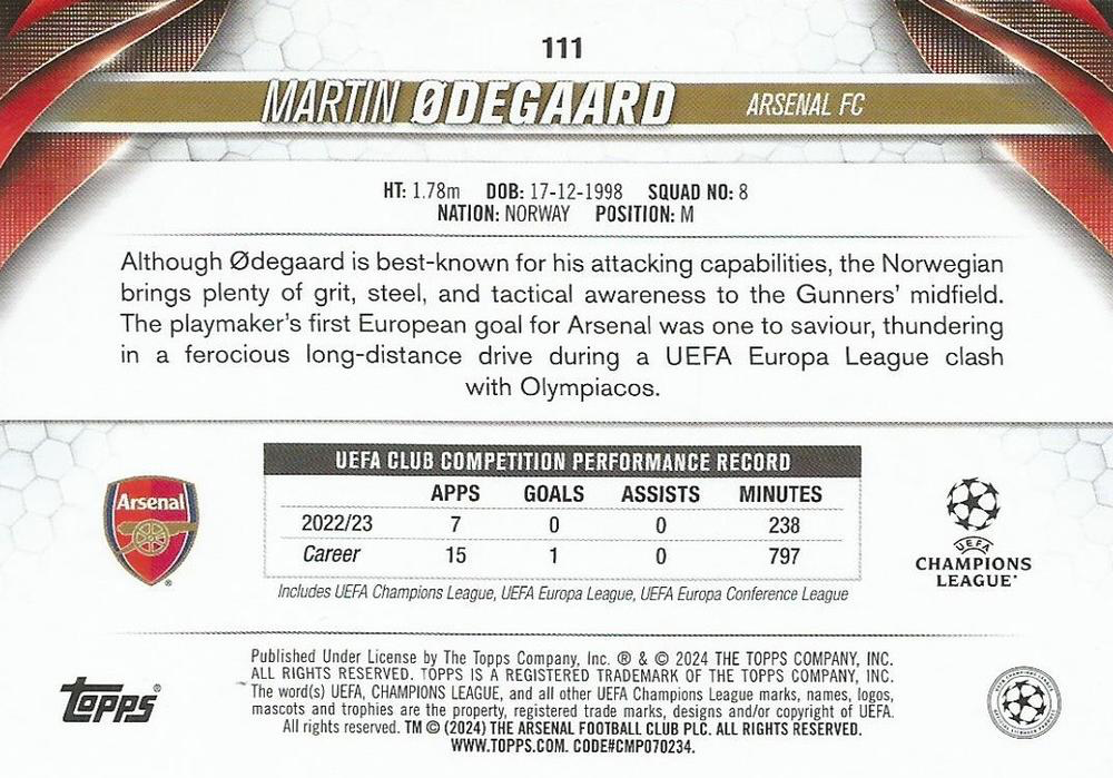 2023 Topps UCC Martin Ødegaard #111 Arsenal FC