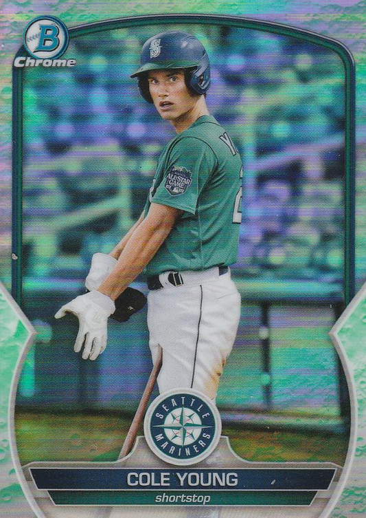2023 Topps Bowman Chrome Prospects Lunar Glow Refractor Cole Young Seattle Mariners #BCP-9