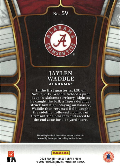 2023 Panini Select Jaylen Waddle #59 Alabama Crimson Tide