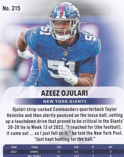 2023 Panini Prestige Azeez Ojulari #215 New York Giants